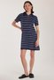 Women's Standard Fit Short Sleeve Zipper Shirt Collar Striped Navy Dress - 4
