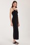 Women's Slim Fit Slim Fit Stretchy U Neck Midi Black Dress - 4