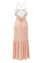 Women's Pink Strappy Floral Printed Long Dress - 2