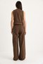 Women's Brown High Waist Pants and Vest Bottom-Top Set 9257 60281047 - 8
