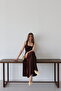 Women's Square Neck Thick Strap Design Dress - 6