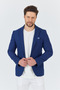 Lozan Men's Dark Navy Linen Blended Slim Fit Spring-Summer Sports Blazer Jacket