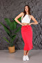 Gold Accessory Detail Slitted Pocket Midi Skirt - 4