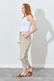 Elastic Waist Carrot Cut Linen Trousers - Stone |   Mks661931-01 - 3