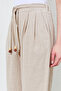 Elastic Waist Carrot Cut Linen Trousers - Stone |   Mks661931-01 - 4