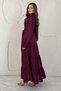 Burgundy Modal Jacquard Striped Long Dress - 4