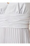 Ombre V Neck Pleated A-Line Maxi Dress - 4