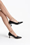 Women's Black Patent Leather 5 cm Stiletto Special Design Heel V Model Stylish Daily Comfortable Massole New Season - 6