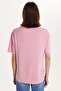 Women's Modal Fabric Relax Fit Comfortable Cut Crew Neck Basic Pink T-Shirt Blouse - 5