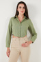 Cotton Blend Slim Fit Long Sleeve Crop Shirt Shirt 6777336 - 5