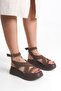 Billie Strappy Suede Women's Wedge Heel Brown Sandals