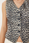 Women's Cream Black Leopard Patterned Woven Vest Gk00017 - 3