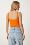 Women's Green Orange Zippered Corded Flexible 2-Piece Set Crop Knitted Blouse Mx00190 - 9
