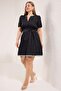 Black Contrast Piping Ribbon Woven Plus Size Dress Tbbss25Ah00231
