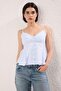 Açık Mavi Çizgili Peplum Askılı Fitted Dokuma Bluz TWOSS25BZ00552