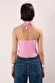 Açık Pembe Kruvaze Yaka Aksesuar Detaylı Örme Party Bluz TPRSS25BZ00048 - 5