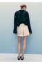 Paperbag Shorts with Curled Hem and Belt - 4