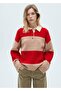 Striped polo collar sweater