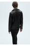 Leather look biker jacket - 4