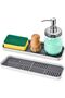 Kitchen Double Layer Sink Sponge Tray,2-Piece Multi-Function Draining Soap Dish and Sponge Holder with Detachable Drain Tray,Grey