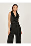 Women Black Striped Wide Leg Jumpsuit - 2