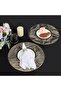 4-Pack Round Dining Table Mats, Pressed Vinyl, Gold Leaf Placemats, Non-Slip, Heat Insulation, Washable, 15 Inch - 4