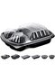 [20 Pack] 3 Section Black Base with Lids Food Storage Container| Disposable Food Container | - 8
