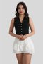 Black V-Neck Button Detailed Knitted Sweater Blouse - 5