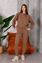 Crew Neck Sweatshirt and Bottom Tracksuit with Leg Camisole Detail