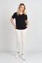 Women's Collar and Sleeves Tulle Detailed Short Sleeve Blouse 24101 Black - 2
