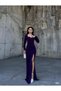 Davina Slit Detailed Evening Dress 583035 Purple - 3