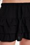 Women's Standard Fit Lace-Up Pleated Patterned Black Mini Skirt - 3