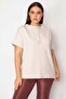 Women's Large Size Stone Collar Eyelet Lacing Detailed Side Glitter Stripe Double Sleeve Tunic 65n29614 - 6