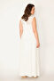 Women's Large Size Bone Lace Detailed Lined Long Dress 65N36782 - 5