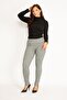 Women's Large Size Gray Plaid Pattern Ornamental Zipper Pocket Tights 65n34810 - 4