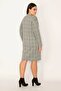 Women's Plus Size Gray Plaid Print Crew Neck Side Pocket Dress 65n30783 - 3