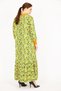 Women's Green Large Size Woven Viscose Fabric Collar and Sleeve Ribbed Long Dress 65n35966 - 5
