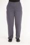 Women's Smoked Large Size Iron Print Grass Stitching Elastic Waist Pants with Side Pockets 65n36112
