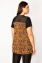 Women's Large Size Brown Robe with Mesh Detail Blouse 65n29458 - 5