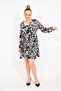 Women's Large Size Black V-neck Layered Dress 65n35517 - 6
