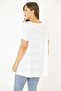 Women's Large Size White Perforated Fabric V-Neck Short Sleeve Blouse 65N36944 - 5