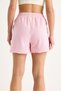 Women's Candy Pink Elastic Waist Pocket Detail High Waist Tasseled Short Linen Shorts Yp5322 60283389 - 8