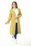 Women's Large Size Saffron Slit Thick Knitwear Long Cardigan 65N37142 - 3