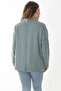 Women's Large Size Green Wool Viscose Fabric Crew Neck Side Slit Tunic 65N37019 - 6