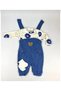 Bear Patterned Baby Boy Jumpsuit 3-Piece Jumpsuit Set (Zıbın Jumpsuit Socks) 3-6-9 Months Baby Outfit - 3