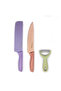 3 Piece Colorful Designer Stainless Steel Chef's Kitchen Knife Set and Peeler - 2