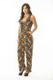 Women's Large Size Colorful V-Neck Colorful Jumpsuit with Side Pockets 65N36877 - 5