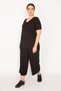 Women's Black Camisole Knitted Elastic Waist Wide Leg Trousers V-Neck Blouse Suit 65N32939 - 6