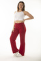 Women's Large Size Claret Red Side Pocket Elastic Waist Wide Leg Tracksuit Bottom 65N37055 - 7