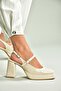 S282030908 Beige Patent Leather Thick Heeled Women's Shoes